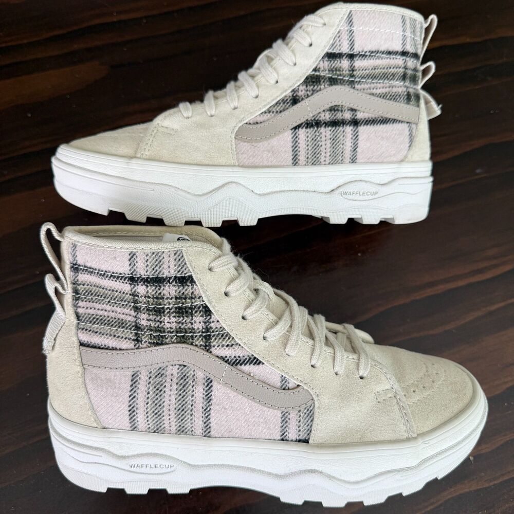 Vans Sentry Sk8-Hi Plaid Turtledove Ultra Cush Waffle Cup Women's Size 8